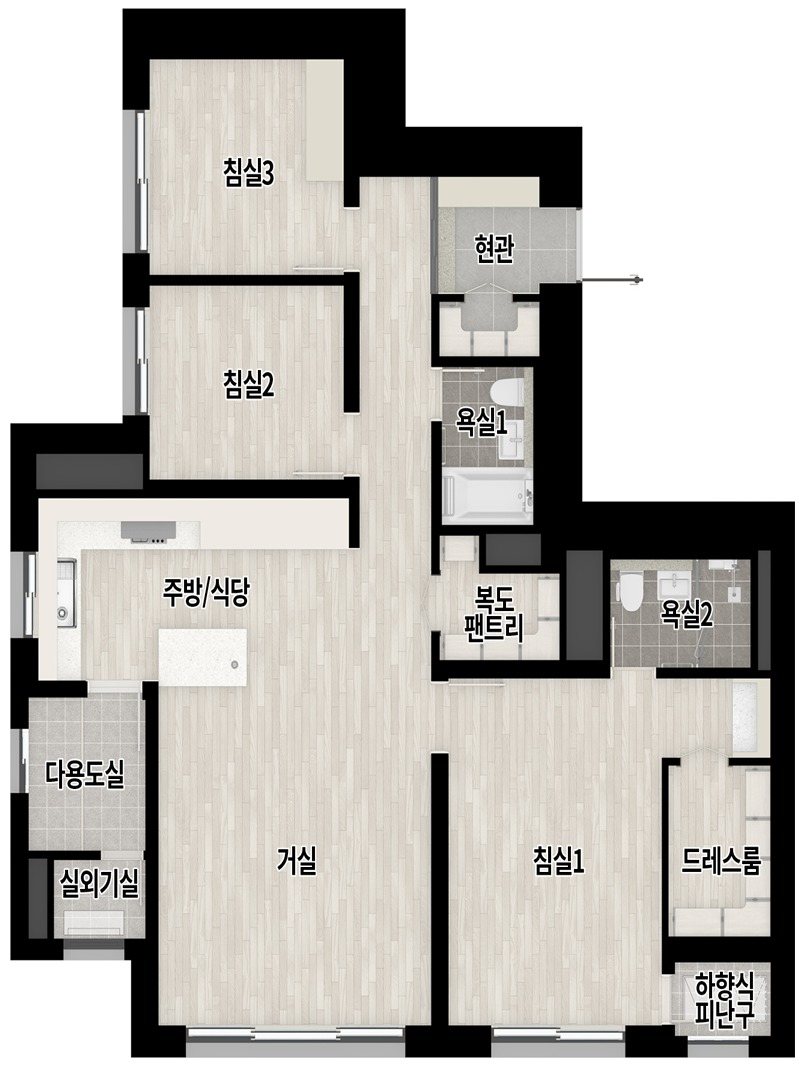 번영로 롯데캐슬 센트럴스카이 84D 타입 평면도