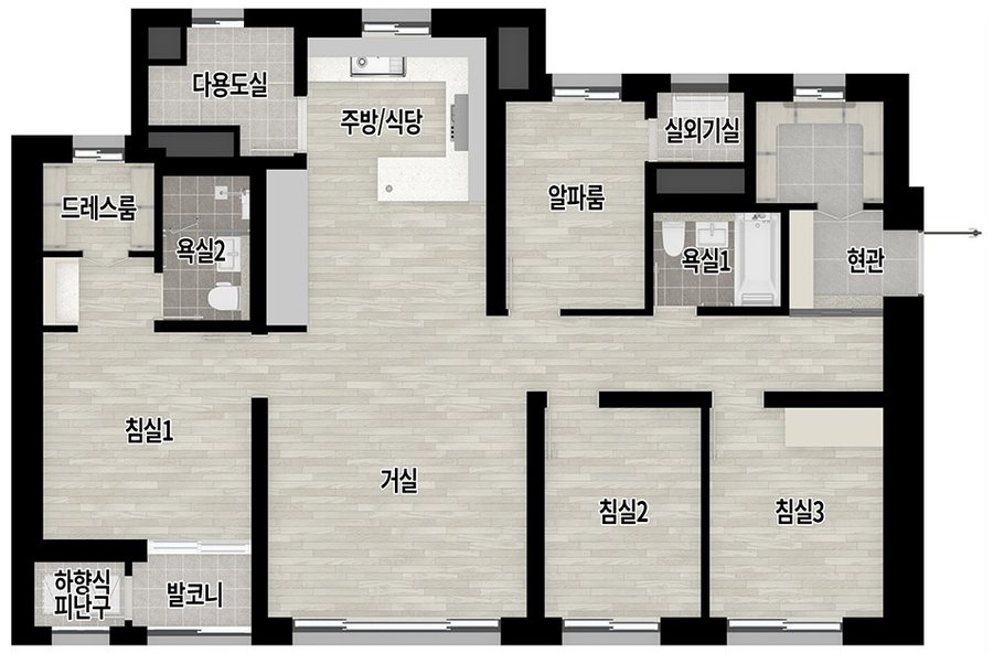 번영로 롯데캐슬 센트럴스카이 84F 타입 평면도