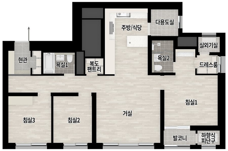 번영로 롯데캐슬 센트럴스카이 84A 타입 평면도
