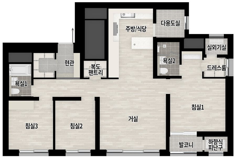 번영로 롯데캐슬 센트럴스카이 84B 타입 평면도
