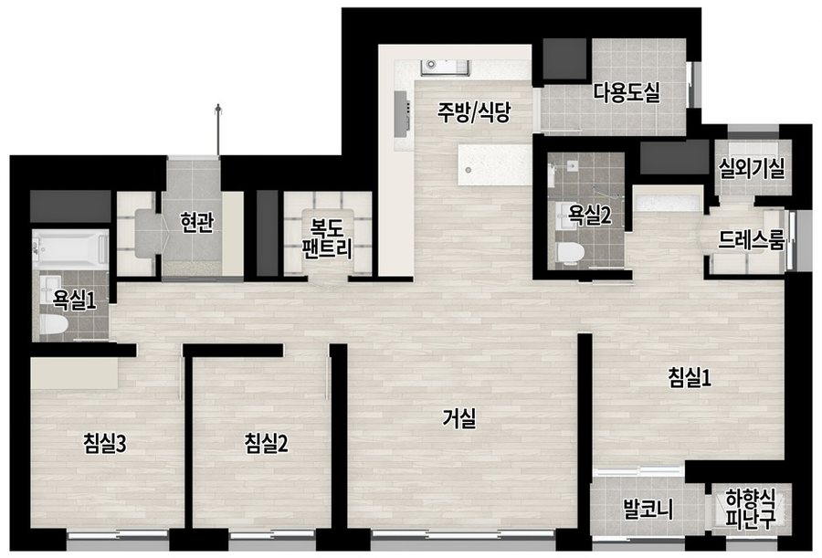 번영로 롯데캐슬 센트럴스카이 84C 타입 평면도