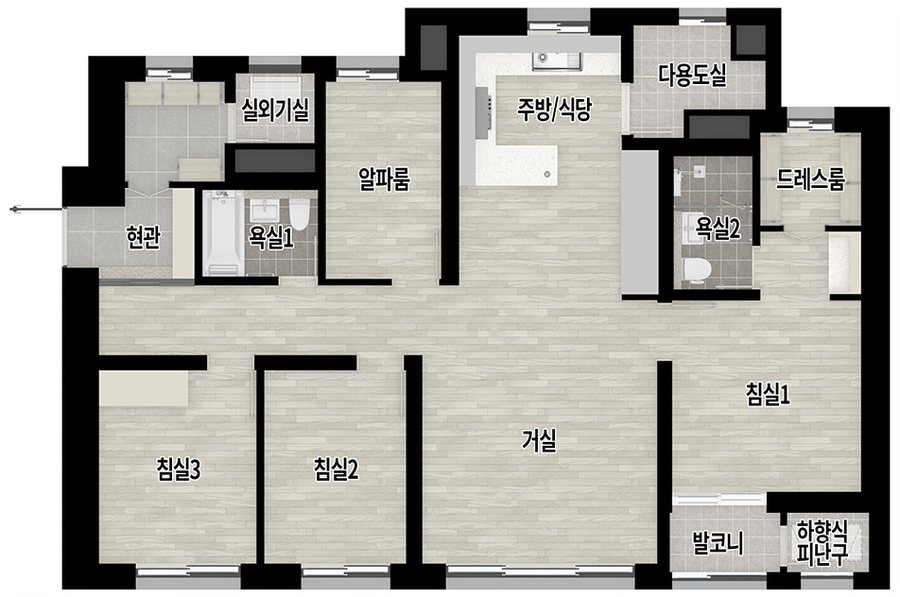 번영로 롯데캐슬 센트럴스카이 84E 타입 평면도